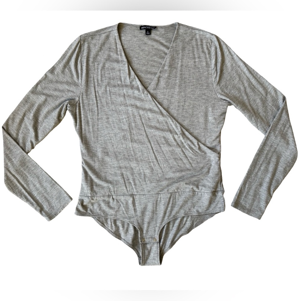 J.Crew Mercantile - Women’s Long-sleeve Faux Wrap V-Neck Bodysuit (EUC) Size: L